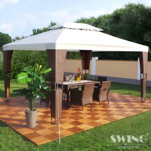 brązowe pokrycie pawilonu ogrodowego pvc 3x4